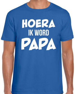 Bellatio Decorations Hoera ik word papa - t-shirt blauw voor heren - papa kado shirt / aanstaande vader cadeau / papa in verwachting 2XL