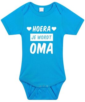 Bellatio Decorations Hoera je wordt oma tekst baby rompertje blauw jongens - Kraamcadeau - Babykleding 56 (1-2 maanden)