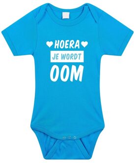 Bellatio Decorations Hoera je wordt oom tekst baby rompertje blauw jongens - Kraamcadeau - Babykleding 80 (9-12 maanden)