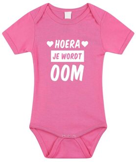 Bellatio Decorations Hoera je wordt oom tekst baby rompertje roze meisjes - Kraamcadeau - Babykleding 56 (1-2 maanden)