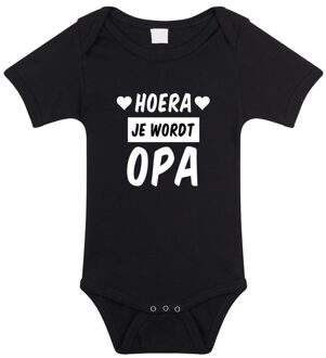 Bellatio Decorations Hoera je wordt opa cadeau baby rompertje zwart meisjes/jongens