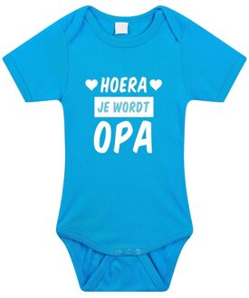 Bellatio Decorations Hoera je wordt opa tekst baby rompertje blauw jongens - Kraamcadeau - Babykleding 80 (9-12 maanden)