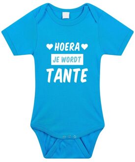 Bellatio Decorations Hoera je wordt tante tekst baby rompertje blauw jongens - Kraamcadeau - Babykleding 56 (1-2 maanden)