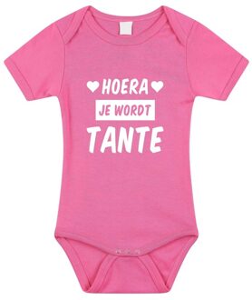 Bellatio Decorations Hoera je wordt tante tekst baby rompertje roze meisjes - Kraamcadeau - Babykleding 56 (1-2 maanden)