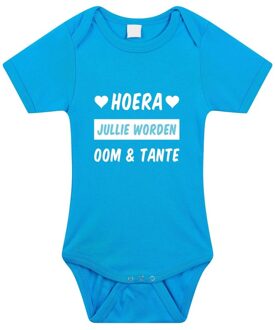 Bellatio Decorations Hoera jullie worden oom en tante tekst baby rompertje blauw jongens - Kraamcadeau - Babykleding 56 (1-2 maanden)