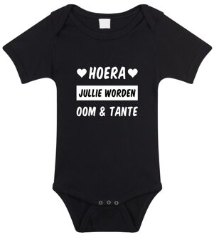 Bellatio Decorations Hoera jullie worden oom en tante tekst baby rompertje zwart meisjes en jongens - Kraamcadeau - Babykleding 56 (1-2 maanden)