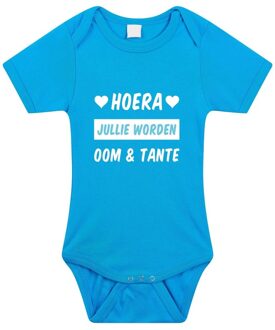 Bellatio Decorations Hoera oom en tante cadeau baby rompertje blauw voor jongens