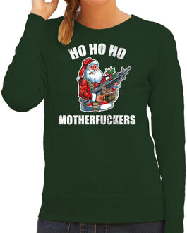 Bellatio Decorations Hohoho motherfuckers foute Kerstsweater / Kersttrui groen voor dames 2XL