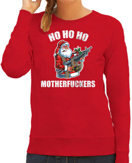 Bellatio Decorations Hohoho motherfuckers foute Kerstsweater / Kersttrui rood voor dames 2XL