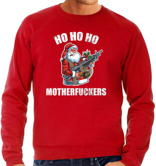 Bellatio Decorations Hohoho motherfuckers foute Kerstsweater / Kersttrui rood voor heren 2XL