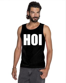 Bellatio Decorations Hoi tekst singlet shirt/ tanktop zwart heren