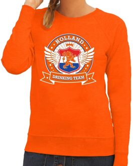 Bellatio Decorations Holland drinking team sweater / sweater oranje dames - Koningsdag / supporters kleding XS