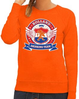 Bellatio Decorations Holland drinking team sweater / sweater oranje dames - Koningsdag / supporters kleding XS