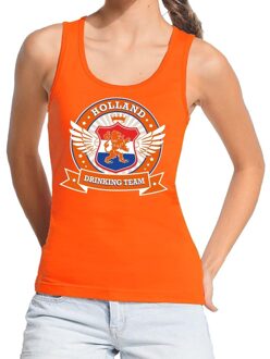 Bellatio Decorations Holland drinking team tanktop / mouwloos shirt / tanktop / mouwloos shirt oranje dames - Koningsdag / supporters kleding L