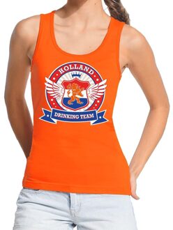 Bellatio Decorations Holland drinking team tanktop / mouwloos shirt / tanktop / mouwloos shirt oranje dames - Koningsdag / supporters kleding M