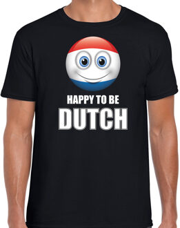 Bellatio Decorations Holland emoticon Happy to be Dutch landen t-shirt zwart heren