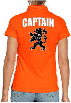 Bellatio Decorations Holland fan polo t-shirt captain oranje met leeuw voor dames 2XL - Feestshirts