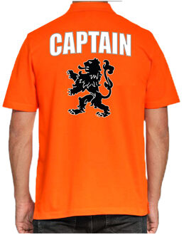 Bellatio Decorations Holland fan polo t-shirt captain oranje met leeuw voor heren 2XL - Feestshirts