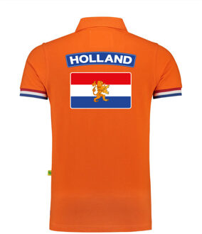 Bellatio Decorations Holland fan polo t-shirt oranje luxe kwaliteit Nederlandse vlag - 200 grams - heren 2XL - Feestshirts