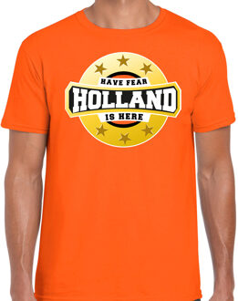 Bellatio Decorations Holland is here t-shirt oranje voor heren