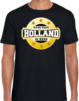 Bellatio Decorations Holland is here t-shirt zwart voor heren