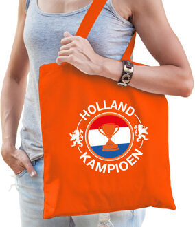 Bellatio Decorations Holland kampioen beker supporter tas oranje voor dames en heren - EK/ WK voetbal / Koningsdag - Feest Boodschappentassen