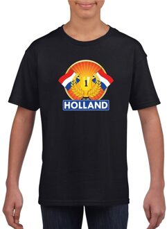 Bellatio Decorations Holland kampioen shirt zwart kinderen L (146-152) - Feestshirts