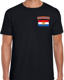 Bellatio Decorations Holland landen shirt met vlag zwart voor heren - borst bedrukking 2XL