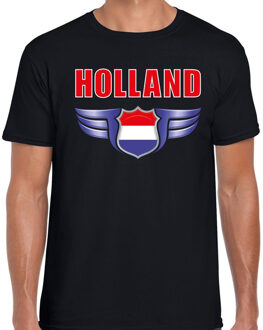 Bellatio Decorations Holland landen t-shirt Nederland zwart voor heren - Nederland / Oranje supporter shirt / kleding - EK / WK voetbal 2XL