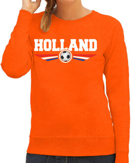 Bellatio Decorations Holland landen / voetbal sweater met wapen in de kleuren van de Nederlandse vlag - oranje - dames - Holland landen trui / kleding - EK / WK / voetbal sweater 2XL