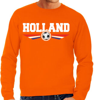 Bellatio Decorations Holland landen / voetbal sweater met wapen in de kleuren van de Nederlandse vlag - oranje - heren - Holland landen trui / kleding - EK / WK / voetbal sweater 2XL