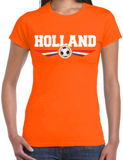 Bellatio Decorations Holland landen / voetbal t-shirt met wapen in de kleuren van de Nederlandse vlag - oranje - dames - Holland landen shirt / kleding - EK / WK / voetbal shirt 2XL