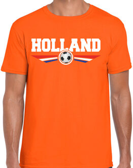 Bellatio Decorations Holland landen / voetbal t-shirt met wapen in de kleuren van de Nederlandse vlag - oranje - heren - Holland landen shirt / kleding - EK / WK / voetbal shirt 2XL