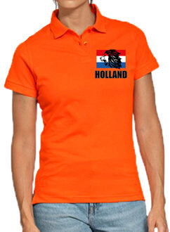 Bellatio Decorations Holland met leeuw en vlag op borst oranje poloshirt Holland / Nederland supporter EK/ WK voor dames