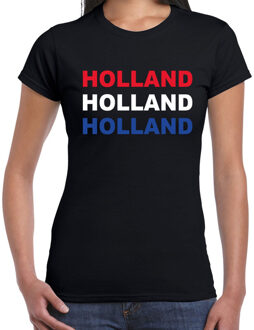 Bellatio Decorations Holland / Nederland t-shirt zwart voor dames - EK - WK / Koningsdag shirt / kleding 2XL