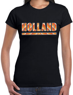 Bellatio Decorations Holland / Nederlands elftal supporter t-shirt zwart voor dames 2XL - Feestshirts