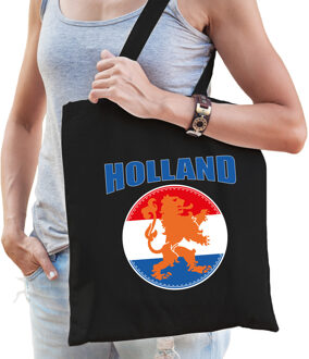 Bellatio Decorations Holland oranje leeuw supporter cadeau tas zwart voor dames en heren