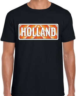 Bellatio Decorations Holland / Oranje supporter t-shirt zwart voor heren