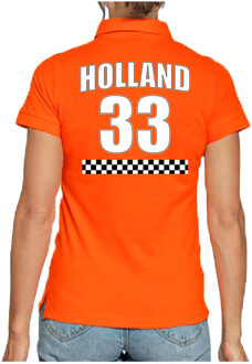 Bellatio Decorations Holland race shirt met nummer 33 - Nederland fan poloshirt / outfit voor dames XS - Feestshirts Oranje