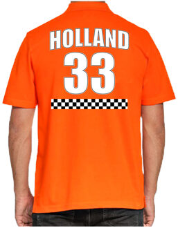 Bellatio Decorations Holland race shirt met nummer 33 - Nederland fan poloshirt / outfit voor heren XL - Feestshirts Oranje