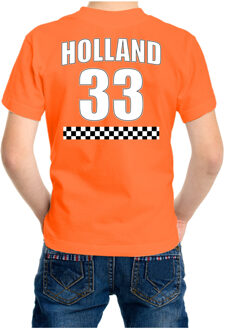 Bellatio Decorations Holland race shirt met nummer 33 - Nederland fan t-shirt / outfit voor kinderen XS (110-116) - Feestshirts Oranje