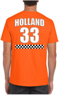 Bellatio Decorations Holland race shirt met rugnummer 33 - Nederland fan t-shirt / outfit voor heren 2XL - Feestshirts Oranje