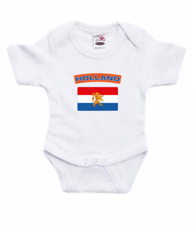 Bellatio Decorations Holland rompertje - met vlag Nederland - wit - voor babys - kraamcadeau 56 (1-2 maanden)
