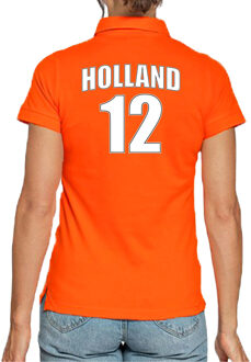 Bellatio Decorations Holland shirt met rugnummer 12 - Nederland fan poloshirt / outfit voor dames 2XL - Feestshirts Oranje