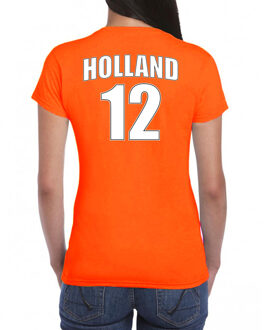 Bellatio Decorations Holland shirt met rugnummer 12 - Nederland fan t-shirt / outfit voor dames XS - Feestshirts Oranje