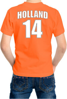 Bellatio Decorations Holland shirt met rugnummer 14 - Nederland fan t-shirt / outfit voor kinderen L (146-152) - Feestshirts Oranje