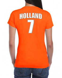 Bellatio Decorations Holland shirt met rugnummer 7 - Nederland fan t-shirt / outfit voor dames XS - Feestshirts Oranje