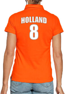 Bellatio Decorations Holland shirt met rugnummer 8 - Nederland fan poloshirt / outfit voor dames 2XL - Feestshirts Oranje