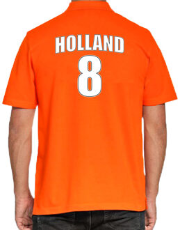 Bellatio Decorations Holland shirt met rugnummer 8 - Nederland fan poloshirt / outfit voor heren 2XL - Feestshirts Oranje