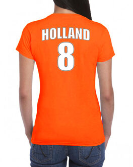 Bellatio Decorations Holland shirt met rugnummer 8 - Nederland fan t-shirt / outfit voor dames XS - Feestshirts Oranje